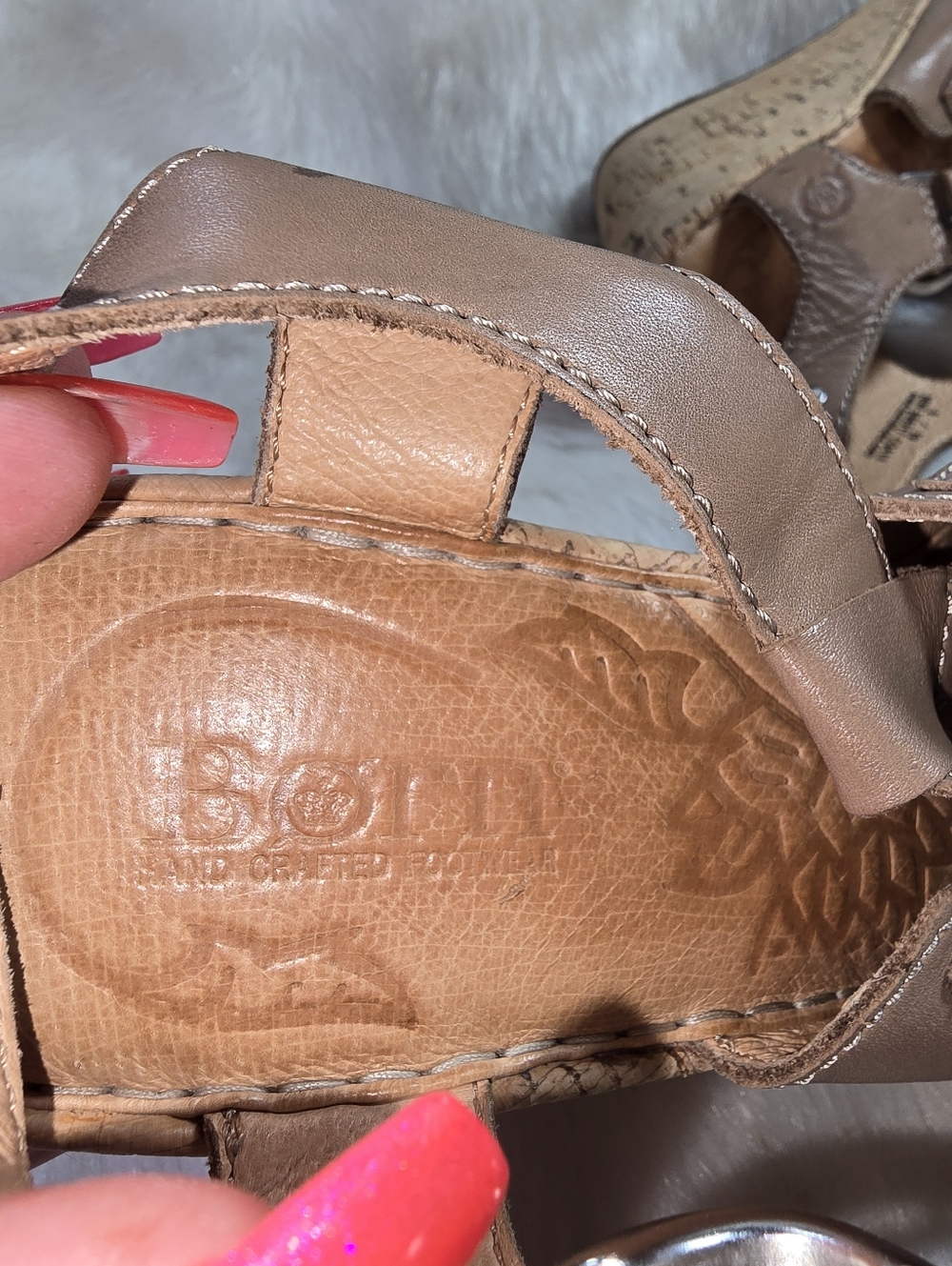 Born Womens Leather Wedge Cork-wrapped Strappy Sandals - Picture 14 of 14